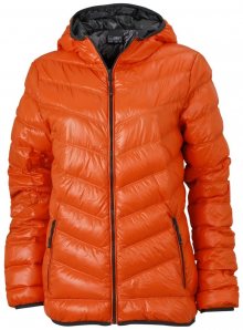 Lehká dámská péřová bunda JN1059 - Tmavě oranžová / tmavě šedá | L