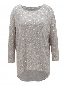 Růžovo-šedý žíhaný lehký svetr s puntíky ONLY 