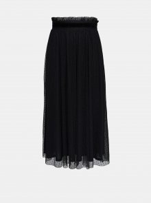 Černá puntíkovaná tylová midi sukně ONLY Rose