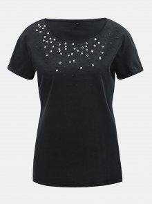 Tmavě šedé tričko s korálky v dekoltu ONLY Tanya