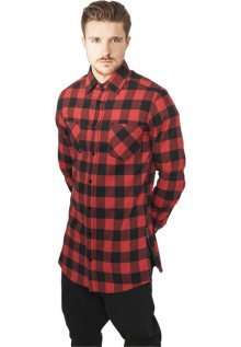 Urban Classics Side-Zip Long Checked Flanell Shirt blk/red - S