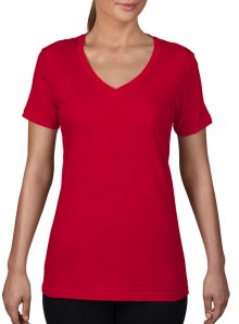Dámské tričko V-neck Anvil - Červená XS