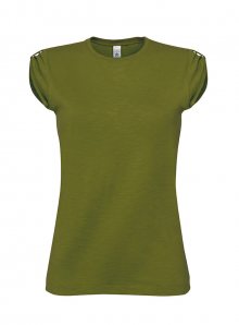 Tričko s nařasenými rukávy - Zelená S