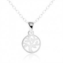 Stříbrný náhrdelník 925, kruhová známka s vyřezávaným stromem života SP03.17
