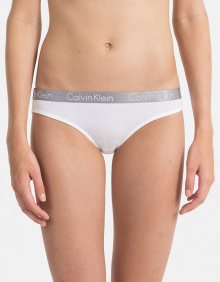 Calvin Klein bílé kalhotky se stříbrnou gumou Bikini Slip Basic - XS
