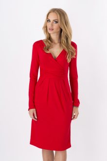Dámské šaty značkové s dlouhým rukávem vhodné i pro těhotné červené - červená