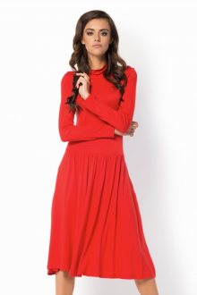 Letní šaty dámské ve volném střihu značkové s rolákem červené - L