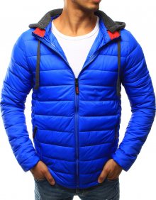 Pánská prošívaná bunda s kapucí modrá - M