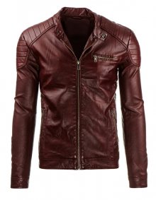Pánská bunda z ekologické kůže vínová - XL