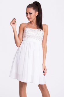 EVA & LOLA dámské značkové šaty s rozšířenou sukní bílé - L