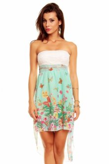 Dámské společenské a párty šaty korzetové zeleno bílé - UNI