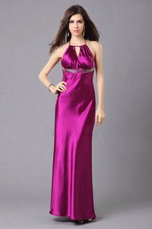 Sexy šaty se zavazováním za krkem a zdobením třpytkami dlouhé fialové - UNI