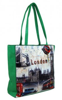 Dámská kabelka na rameno s motivem Londýna 60694 zelená - zelená