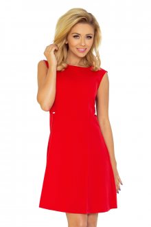 Dámské šaty bez rukávů s širokou sukní středně dlouhé červené - S