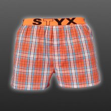 STYX UNDERWEAR pánské volné oranžové kostkované trenýrky Sport B519