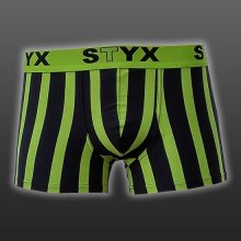 STYX UNDERWEAR pánské zeleno-černé pruhované boxerky G562