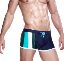 SEOBEAN plavky zeleno-modré boxerkové Stripe Swim Boxer