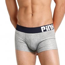 PINK HERO šedé boxerky s modrou gumou Color Logo 3D
