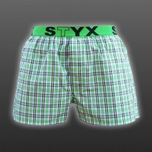 STYX UNDERWEAR pánské volné zelené kostkované trenýrky Sport B527