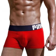 PINK HERO červené boxerky s tmavě modrou gumou Color Logo 3D