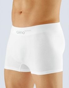 GINO pánské bezešvé bílé boxerky 54004 s delší nohavičkou