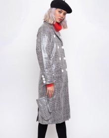 House of Sunny Long Tailored Nostalgia Trench Controlled Check 34