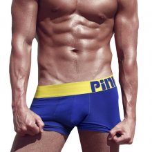 PINK HERO modré boxerky se žlutou gumou Color Logo 3D