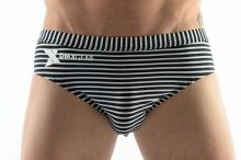 DMXGEAR pánské slipové plavky bílé s černými pruhy Sun & Fun