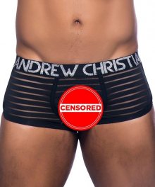 ANDREW CHRISTIAN boxerky černé poloprůhledné Sheer Stripe Boxer Almost Naked 90646