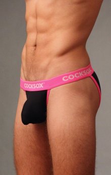 COCKSOX černé slipy s růžovou gumou CX16 adamitky Waistband Bikini Brief