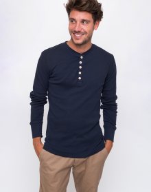 Knowledge Cotton Rib Henley 1001 Total Eclipse M