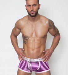 PINK HERO fialovo-bílé pruhované boxerky Stripes
