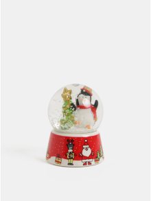 Červené vánoční sněžítko s motivem tučňáka Kaemingk