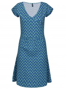 Tyrkysové vzorované šaty s véčkovým výstřihem Tranquillo Malva