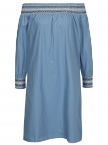 Modré šaty s odhalenými rameny VILA Adiniana