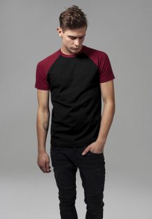 Pánské tričko Urban Classics Raglan Contrast Tee blk/burgundy - L