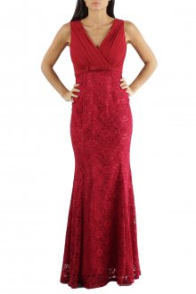 Společenské šaty krajkové dlouhé luxusní značkové CHARM\'S Paris červené - S