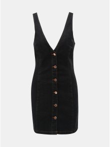 Černé džínové krátké šaty s knoflíky Miss Selfridge