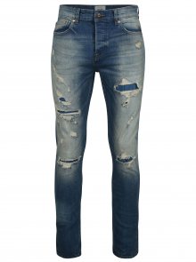 Modré slim džíny s potrhaným efektem ONLY & SONS Loom