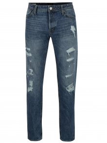 Modré comfort fit džíny s potrhaným efektem Jack & Jones Mike