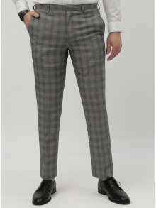 Šedé kostkované slim fit oblekové kalhoty Burton Menswear London