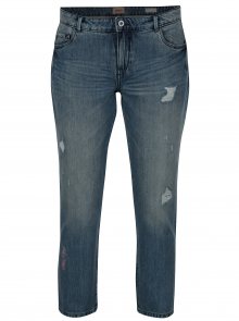Modré regular skinny džíny s potrhaným efektem a výšivkou ONLY Ace  