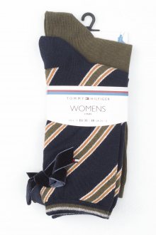 Tommy Hilfiger barevný 2 pack ponožek Diagonal Tape Blue/Khaki - 35-38