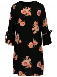 Černé květované šaty s mašlemi na rukávech Dorothy Perkins 