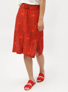 Červená vzorovaná sukně s páskem VERO MODA Madeleine