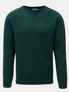 Tmavě zelený svetr s pruhy na rukávech Jack & Jones Kreon