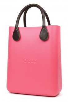 O bag růžová kabelka O Chic Amaranto s hnědými krátkými koženkovými držadly