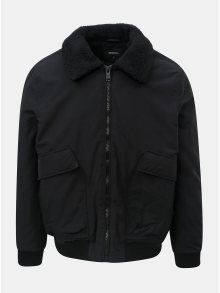 Černá zimní bunda s hřejivým límcem Burton Menswear London Franklin