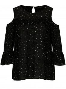 Černá vzorovaná halenka s průstřihy na ramenou Dorothy Perkins 