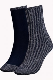 Tommy Hilfiger modro-stříbrný 2 pack ponožek Glitter - 35-38